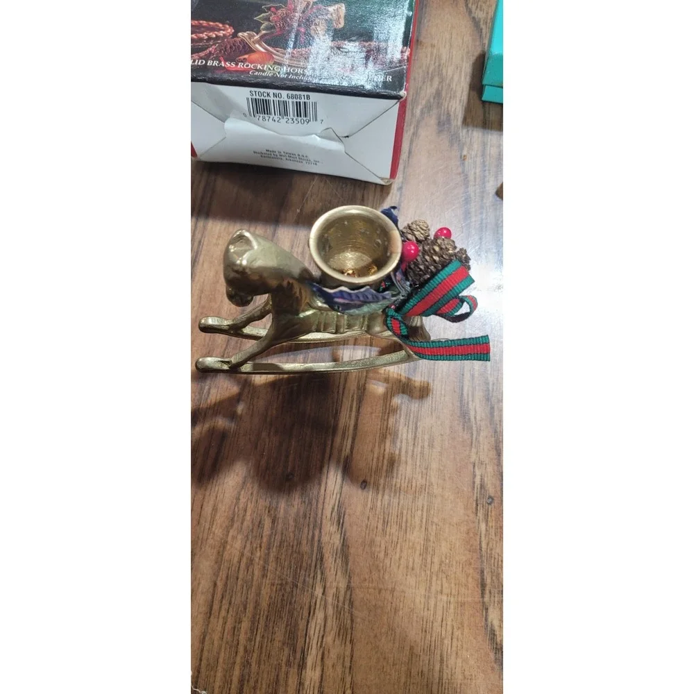 Vintage Solid Brass Rocking Horse Single Candlestick Holder About 4